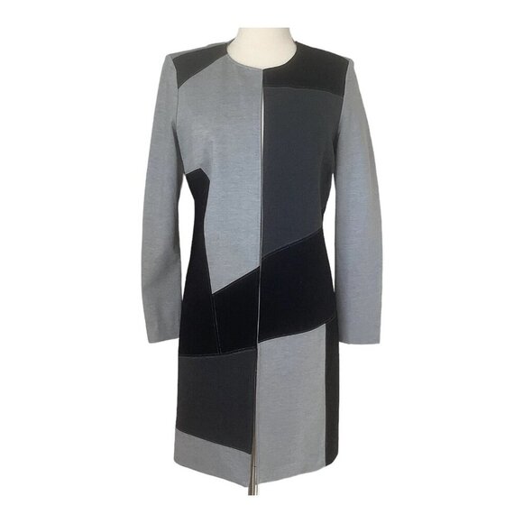 Joan Vass New York Womens Long Sleeve Color Block Open Front Coat Size L - Picture 1 of 5